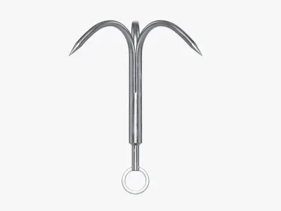 Grappling stainless steel hook  3D model