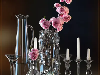 Decorative vase set 3D model