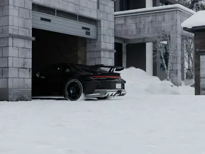 Automotive Snow Render Scene 3D Blender File Textured  3D model