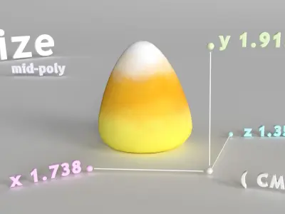 Candy Corn 3D Model for Halloween and Holiday Decorations Low-poly 3D model