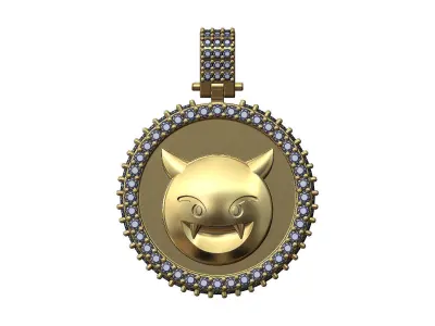 Iced evil emoji pendant with bail 3D print model