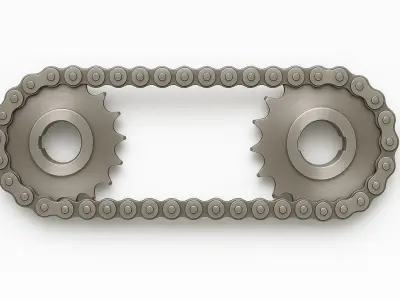 Double Sprocket and Chain Mechanism 3D model
