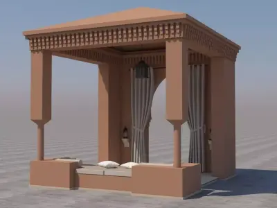 Traditional Moroccan Terrace Marrakech City 3D model