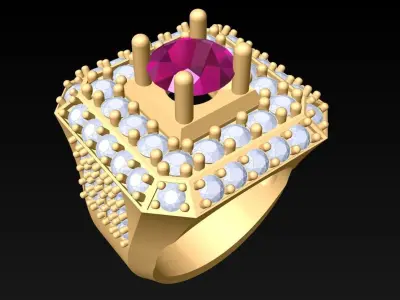 Diamond Rings - Mens Ring - N3829 3D print model