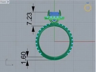 Braided emerald cut ring 332 3D print model