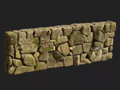 Stone wall Free low-poly 3D model