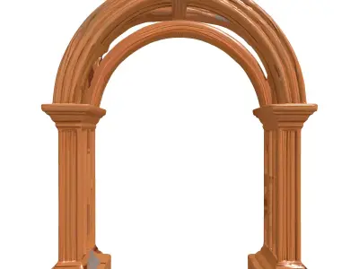 Decorative Wooden Archway Column Model Low-poly 3D model