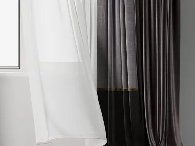 curtains when open window 02 Low-poly 3D model