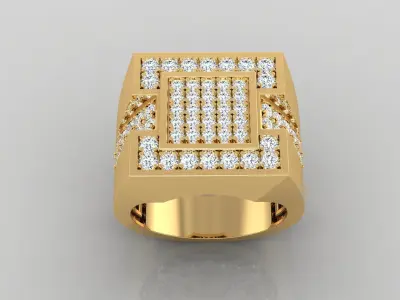 Ring M33 Mens luxury ring with gem 3D print model