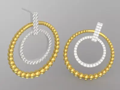 circle diamond jewelry earring je0039 3D print model