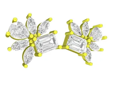 A7873 Fashion Diamond Stud Earrings 3D Model 3D print model