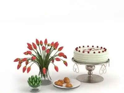 Home Kitchen Decor Flowers Cake 3D model