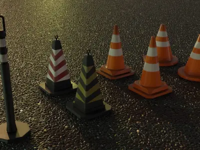 Traffic Cones Free low-poly 3D model