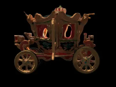  Chinese ancient carriage figure  Low-poly 3D model