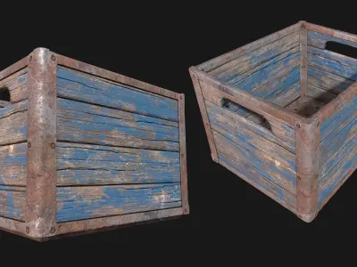 Low Poly PBR Wood Dairy Crate Low-poly 3D model