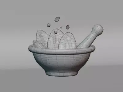 Nature herbal plant with bowl Low-poly 3D model