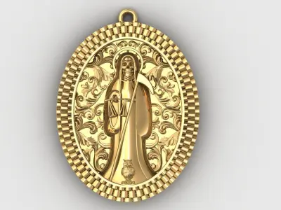  santa muerte holy death small size pendant 3D STL 3DM skull 3D print model