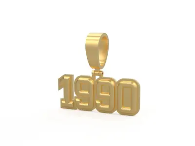 Model 1170 Number 1990 Necklace Curved With Border 3D print model