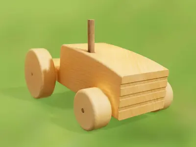 Wooden Tractor Toy Low-poly 3D model