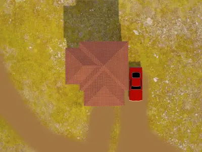 Stylish 3D House and Ford Car 3D model