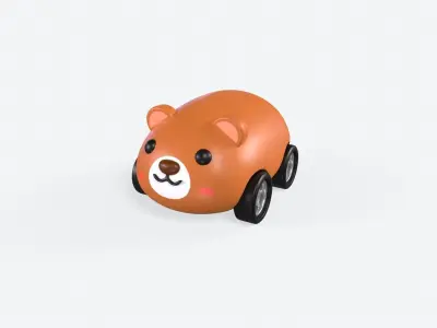Cartoon Bear Car Cute Low-poly 3D model