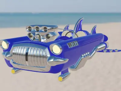 Thundercougarfalconbird toy car on beach 3D print model