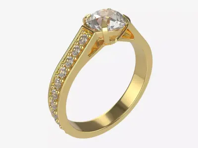 Gold Diamond Ring Jewelry 02 3D model