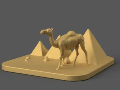 Camel and Pyramids Diorama STL Egypt Gift 3D Print 3D print model