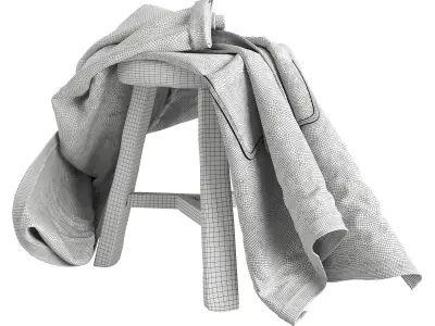 Bathrobe Hanging Set 03 3D model