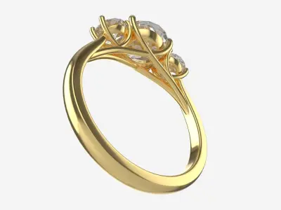 Gold Diamond Ring Jewelry 06 3D model
