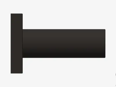 Towel Rail - Single - Luxury - Round - 800 - Square Plate Low-poly 3D model