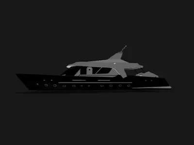 Luxury Yacht 3D Model Modern Motorboat with Flybridge Low-poly 3D model