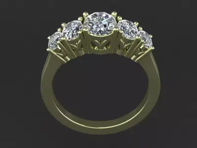 Classic oval ring with 5 stones 3D print model