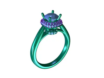 aj-022 halo diamond engagement ring 3D print model