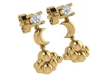 Moon Cloud Earring 4351 3D print model