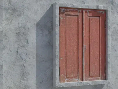 Red Windows and Doors Bundle Low-poly 3D model