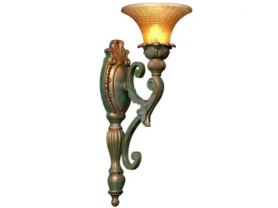 Copper tall classic Wall Light Sconce with Murano glass 3D model