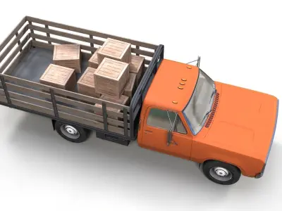 Dodge light-duty stake truck Low-poly 3D model