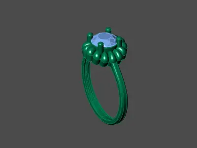 Womens Rings With Stone Ring Ready STL 3DM Models Rings women 3D print model 36