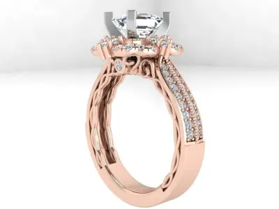 Emerald Halo Ring 3579 3D print model