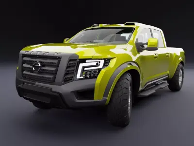 Nissan 4x4 Car Metallic Yellow Dark Low-poly 3D model