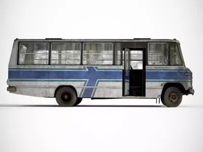 Old Bus Mercedes-Benz  608D Low-poly 3D model