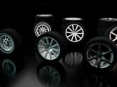 3 Car wheel pack Low-poly 3D model