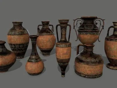 vase set greek Low-poly 3D model