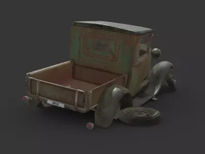 Abandoned Car - Ford Model A Pickup Low-poly 3D model