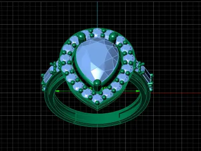 STL 3DM Print Ready Women Diamond Ring Lightweight Printable  3D print model 99