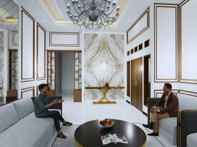 Luxury Interior Design Guest Room Living Room 3D model