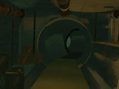 Adventure game sewer environment Low-poly 3D model