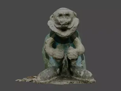 Statue of an old man with a bag Low-poly 3D model