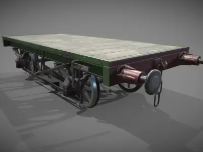 Flatbed Wagon Low-poly 3D model